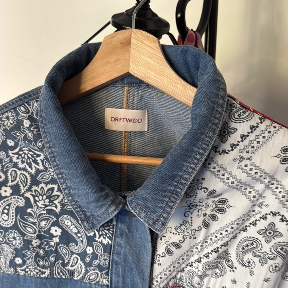 DRIFTWOOD Blue and White Paisley Jacket